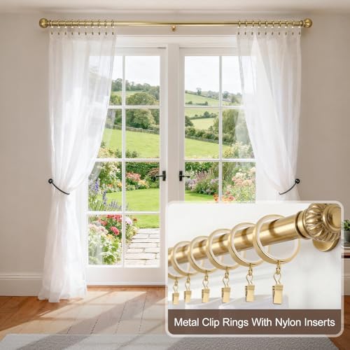 20 Pack Gold Curtain Rings with Clips, Silent Glide Drapery Rings 2 Inch