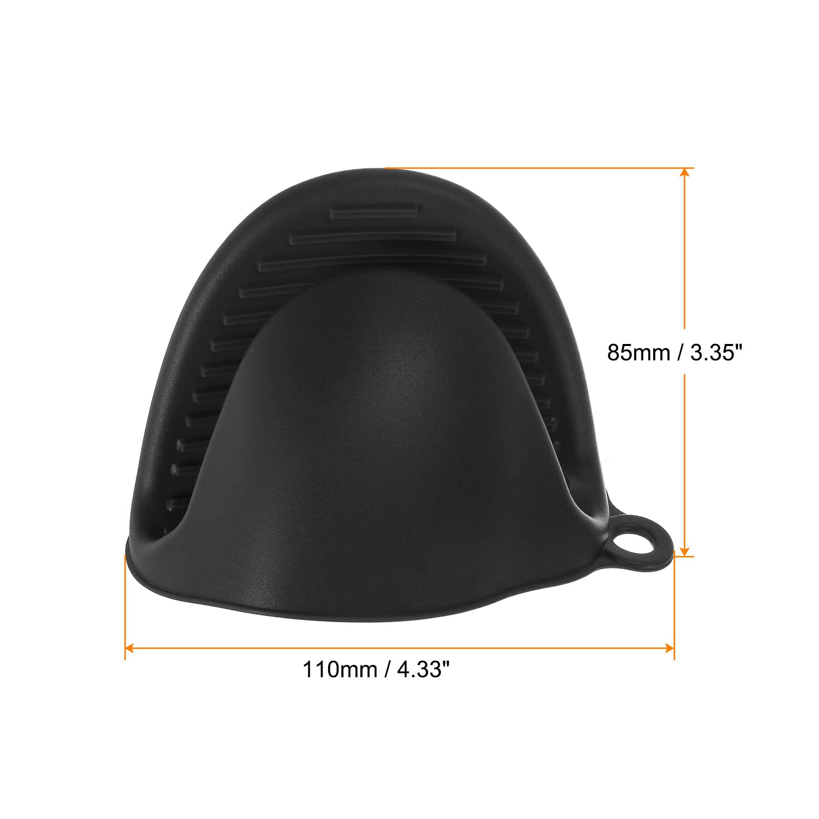 HARFINGTON 2pcs Thickened Mini Oven Gloves, Heat Resistant Silicone Oven Mitts Finger Pinch Grips Pot Holder for Kitchen, Cooking, Baking, BBQ Heat Resistant Gloves, Black