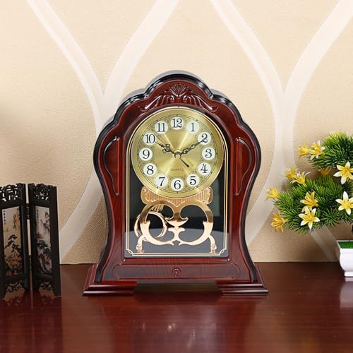 Antique Mantel Clock with Swinging Pendulum - Farmhouse Tabletop Decor