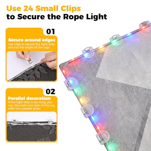46FT Solar LED Rope Light for Outdoor Rugs with Remote & Rug Clips