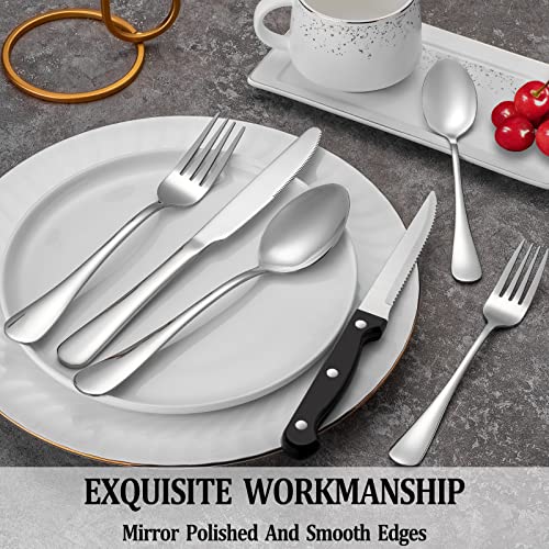 24-Piece Stainless Steel Flatware Set with Steak Knives - Service for 4