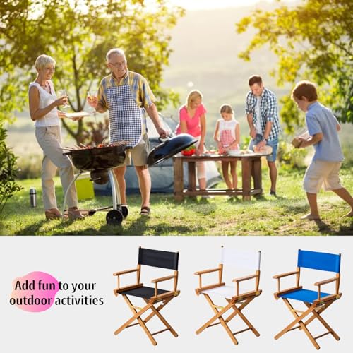 Director Chair Replacement Canvas Set - Black Seat and Backrest Cover