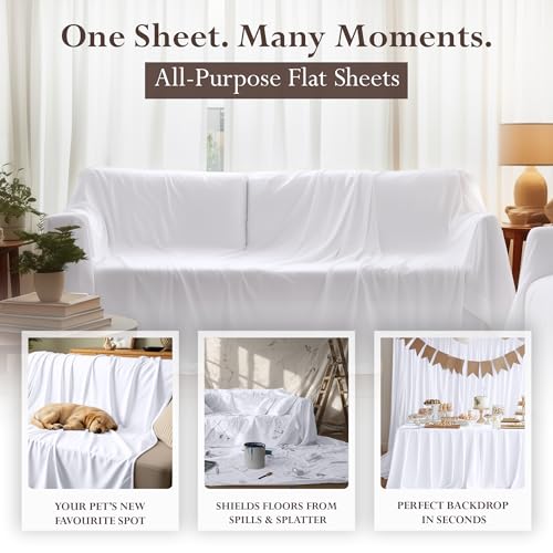 Utopia Bedding Queen Size Flat Sheet - Soft Brushed Microfiber, White