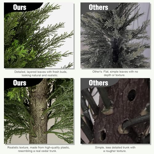 4ft Artificial Cedar Topiary Trees - Set of 2 Potted Faux Evergreen Shrubs