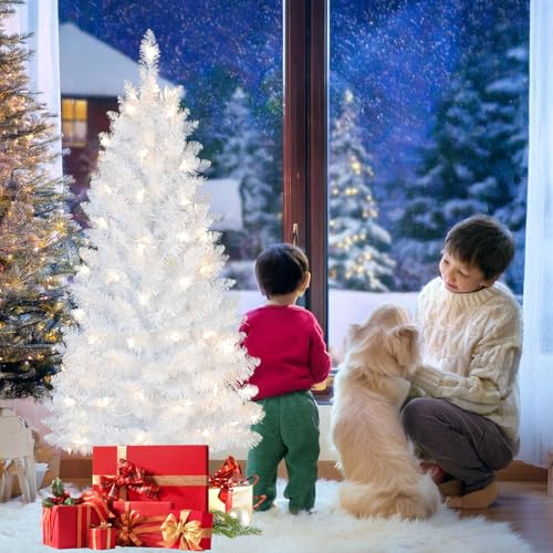 4ft Pre-Lit White Artificial Christmas Tree with Warm White Lights