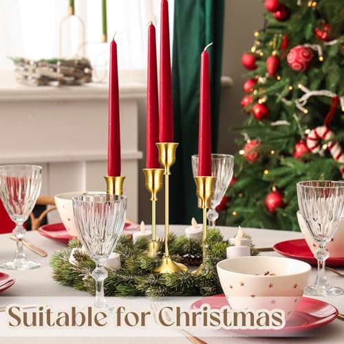 24PCS Vintage Gold Taper Candle Holders Set - Elegant Table Centerpiece