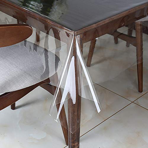 Clear Vinyl Tablecloth Protector - Waterproof Plastic Table Cover, 54 x 84 Inch