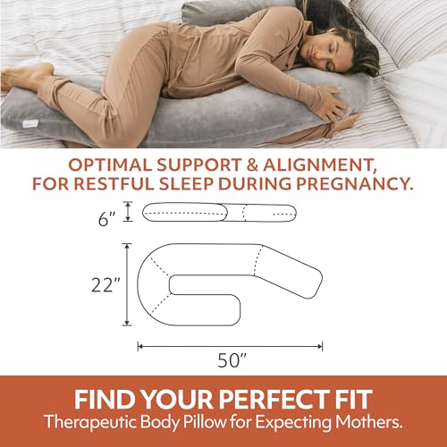 J-Shaped Memory Foam Body Pillow for Side Sleepers - 22"x50"