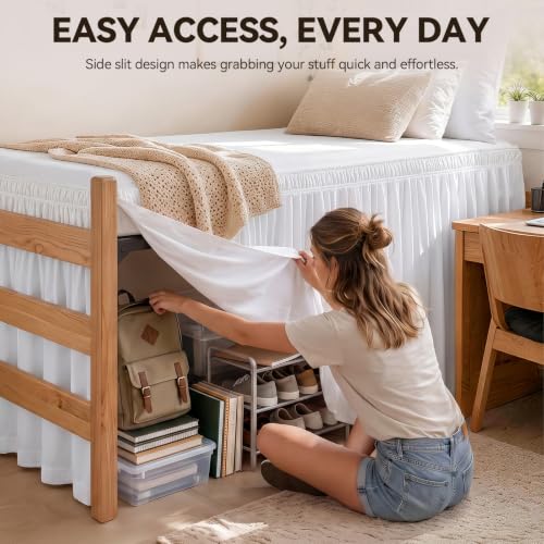 Twin XL College Dorm Bed Skirt with 32" Drop - Elastic Wrap & Split Corners