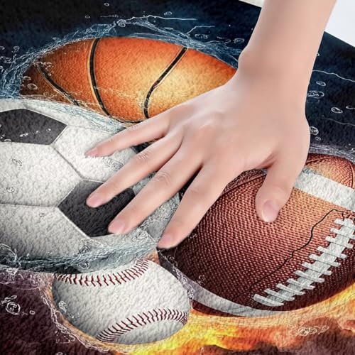 Sports Bath Mat 20x32 Inch Non-Slip Bathroom Rug for Kids Sports Room