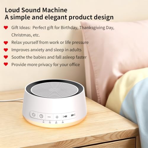 White Noise Sound Machine with 12-Color Night Light & 30 Soothing Sounds