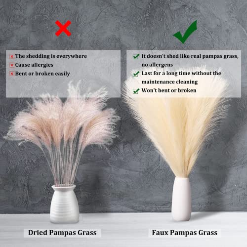 18-inch Faux Pampas Grass Decor, 6 Stems Fluffy Silk Artificial Floral