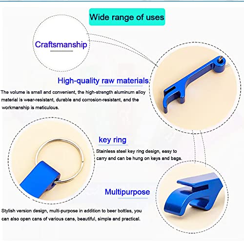 MTOMDY 50 Pcs Blue Aluminum Beer Bottle Opener Keychain Bulk - Portable & Durable