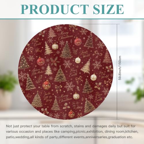 Merry Christmas Round Tablecloth 60 Inch - Waterproof Holiday Decor, Model: THIS listing: 60" (Round) / Merry Christmas-3