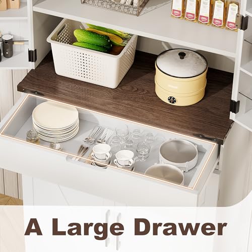 72-inch Kitchen Pantry Cabinet with Barn Doors and Adjustable Shelves