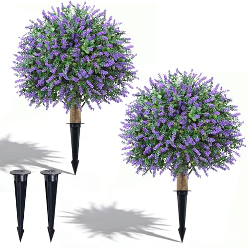 24-Inch Artificial Boxwood Topiary Trees, UV-Resistant Faux Plants (2-Pack)