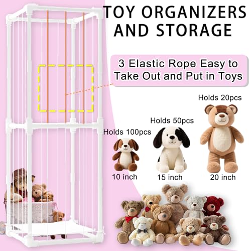 Vertical Stuffed Animal Storage Tower - Large Toy Organizer for Kids