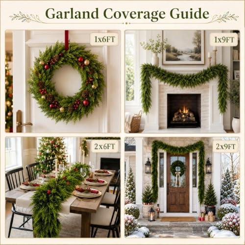 9ft Real Touch Christmas Cedar Garland - Thick Greenery Holiday Decor