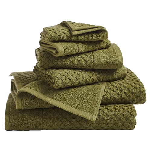 6-Piece Cotton Waffle Weave Towel Set - Absorbent & Quick-Dry Bathroom Towels