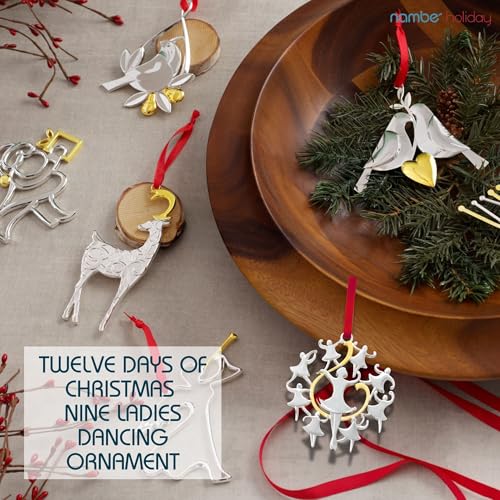 Nambé Twelve Days of Christmas Partridge in a Pear Tree Ornament - 9 Ladies Dancing