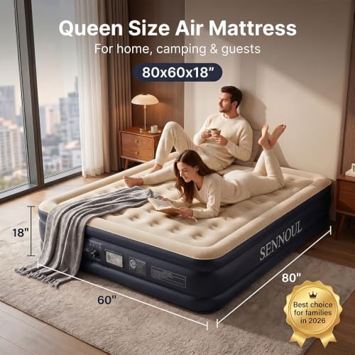 Queen Air Mattress with Built-In Electric Pump - 18" Raised Inflatable Bed