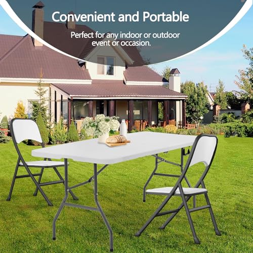 6ft Heavy Duty Folding Table - Portable White Plastic Table for Events (4 Pcs)