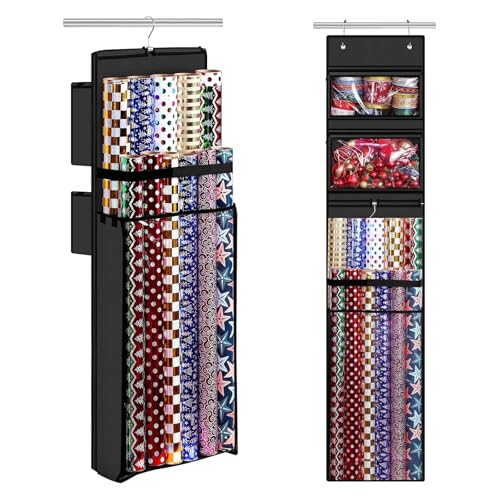 Hanging Wrapping Paper Organizer Over Door Gift Wrap Storage Bag