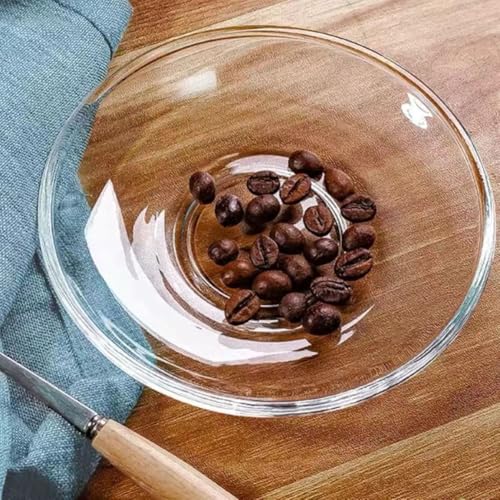 Luzen 2-Pack 90mm Glass Teacup Saucer Plate Set for Coffee, Tea, Desserts
