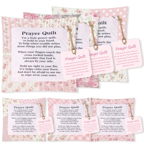 6-Pack Pink Prayer Quilt Set with Cross & Scripture Pockets