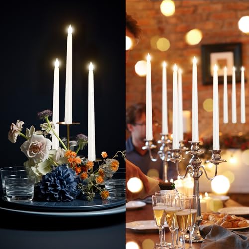 Bazayona 36pcs Ivory 11 inch Flameless LED Taper Candles Battery Operated