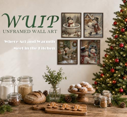 Wuip Snowman Christmas Wall Art Decor Set of 4 - Winter Bathroom & Home