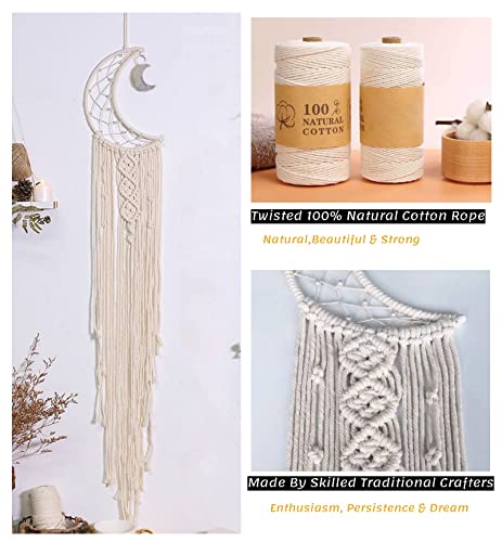 Moon Macrame Dream Catcher with LED Lights Boho Wall Decor