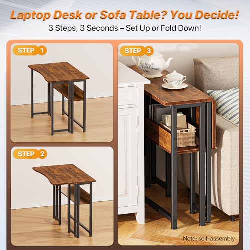 31.5-Inch Folding Computer Desk with Storage Shelf for Small Spaces
