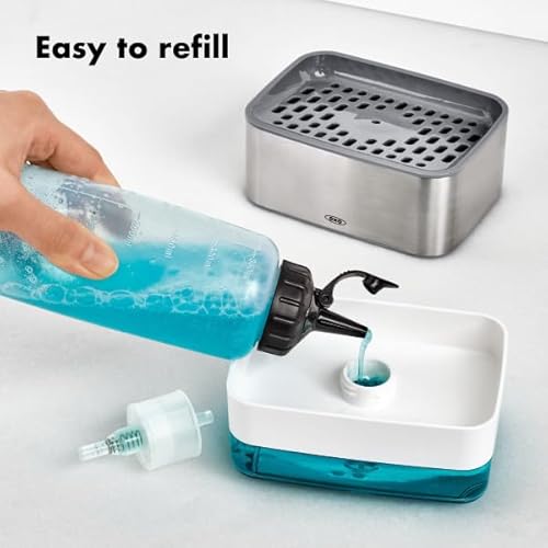 OXO Good Grips Stainless Steel Soap Dispensing Sponge Holder - Clear, One Size