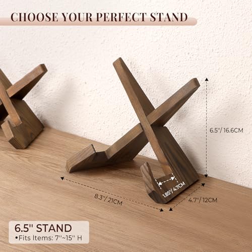 6.5-Inch Wooden Plate Stand, Decorative Tabletop Display Easel