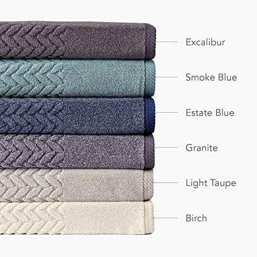 6-Piece Organic Cotton Jacquard Bath Towel Set, Extra Absorbent Plush Towels