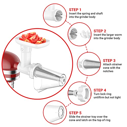 2-in-1 Food Grinder and Vegetable Strainer Attachment for Stand Mixers