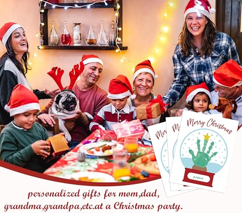 Christmas Handprint Art Cards 10-Pack - DIY Finger Paint Greeting Cards for Kids