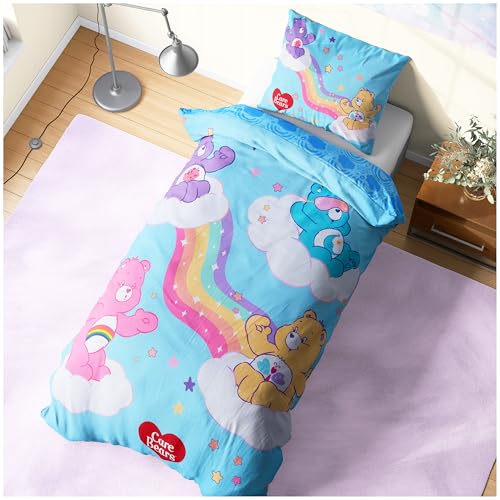 Get Trend Care Bears Kids Twin Reversible Duvet Cover Set with Pillowcase - 53x79 in, Soft Cozy Bedding for Girls, Fun Character Bedroom Decor - Multi Care Bears