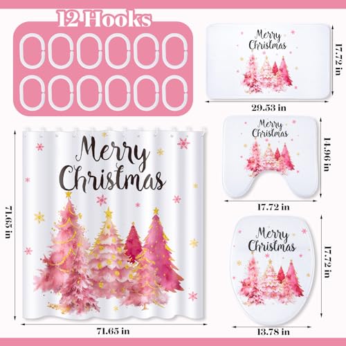 Newwiee 7-Piece Christmas Shower Curtain Set, Toys & Towels, 72x72, Cute Style