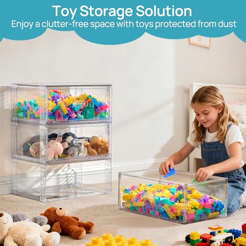 Clear Stackable Storage Drawers 23QT 2 Pack Plastic Underbed Organizer