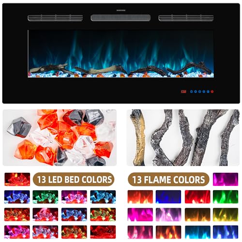 42-Inch Electric Fireplace Insert Recessed and Wall Mounted Heater