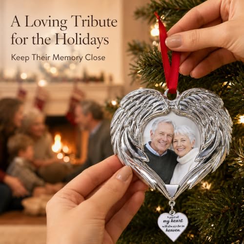 Personalized Angel Wings Memorial Photo Ornament for Christmas - In Memory of Loved Ones in Heaven