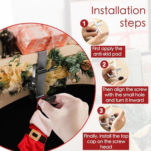 2-in-1 Fireplace Stocking and Garland Hanger for Mantel, White (3 Pack)