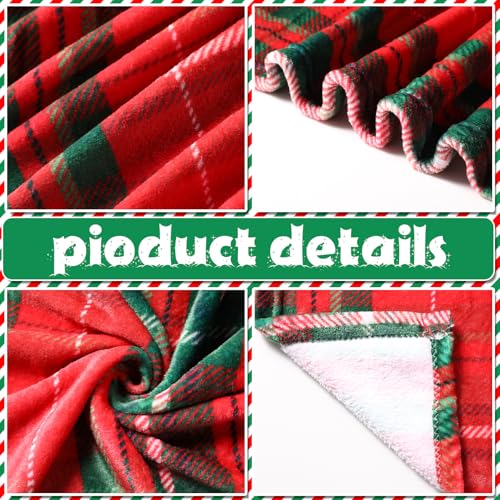 12Pcs Christmas Buffalo Plaid Throw Blankets 50x60 in - Soft Fleece Holiday Decor Set