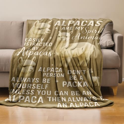 RQTWC Alpaca Throw Blanket 50x60in - Funny Spirit Animal Flannel Travel Sofa Decor