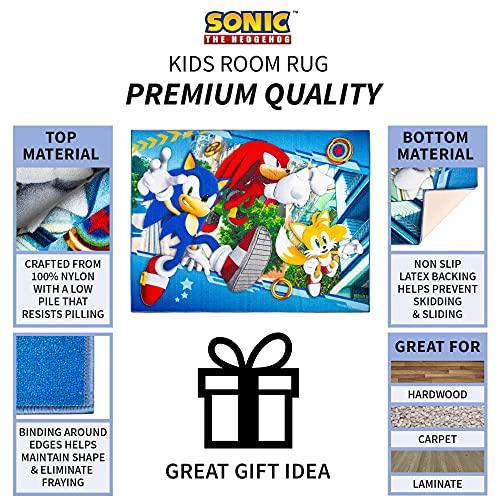 Sonic the Hedgehog Kids Area Rug, Non-Slip Playroom Mat, 69 x 52 Inches