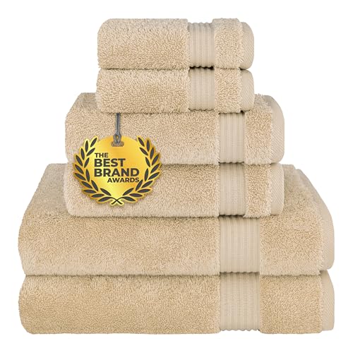 Cotton Paradise 6-Piece Turkish Towel Set - Soft & Absorbent Beige
