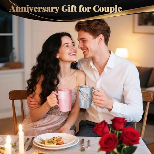Linkax 2pcs Wedding Gift Set for Couples - Mr. & Mrs. 13.19 Oz Coffee Mugs, Engagement & Anniversary Gift