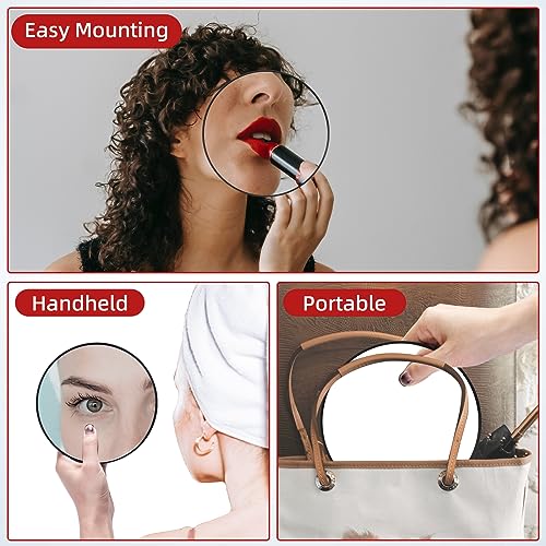 Black 10X Magnifying Makeup Mirror with 3 Suction Cups - 6 Inch Portable Handheld Cosmetic Mirror for Travel & Bathroom